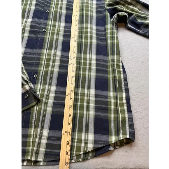 Beverly Hills Polo Club Plaid Button Down Shirt XL Green Navy Long Sleeve - Picture 10 of 11